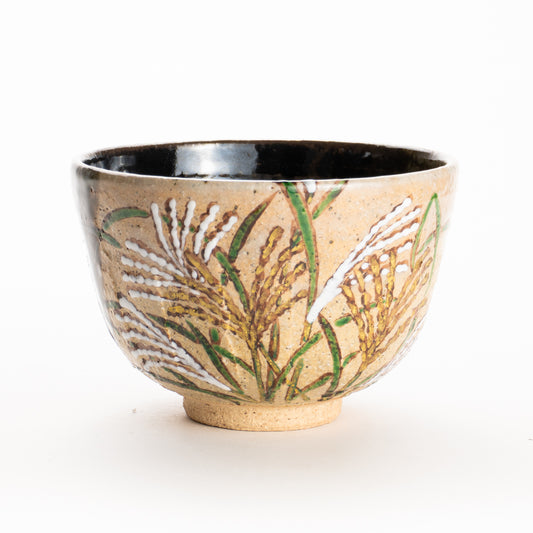 抹茶碗　灰釉掛分 ススキ　良二 KOTOPOTTER