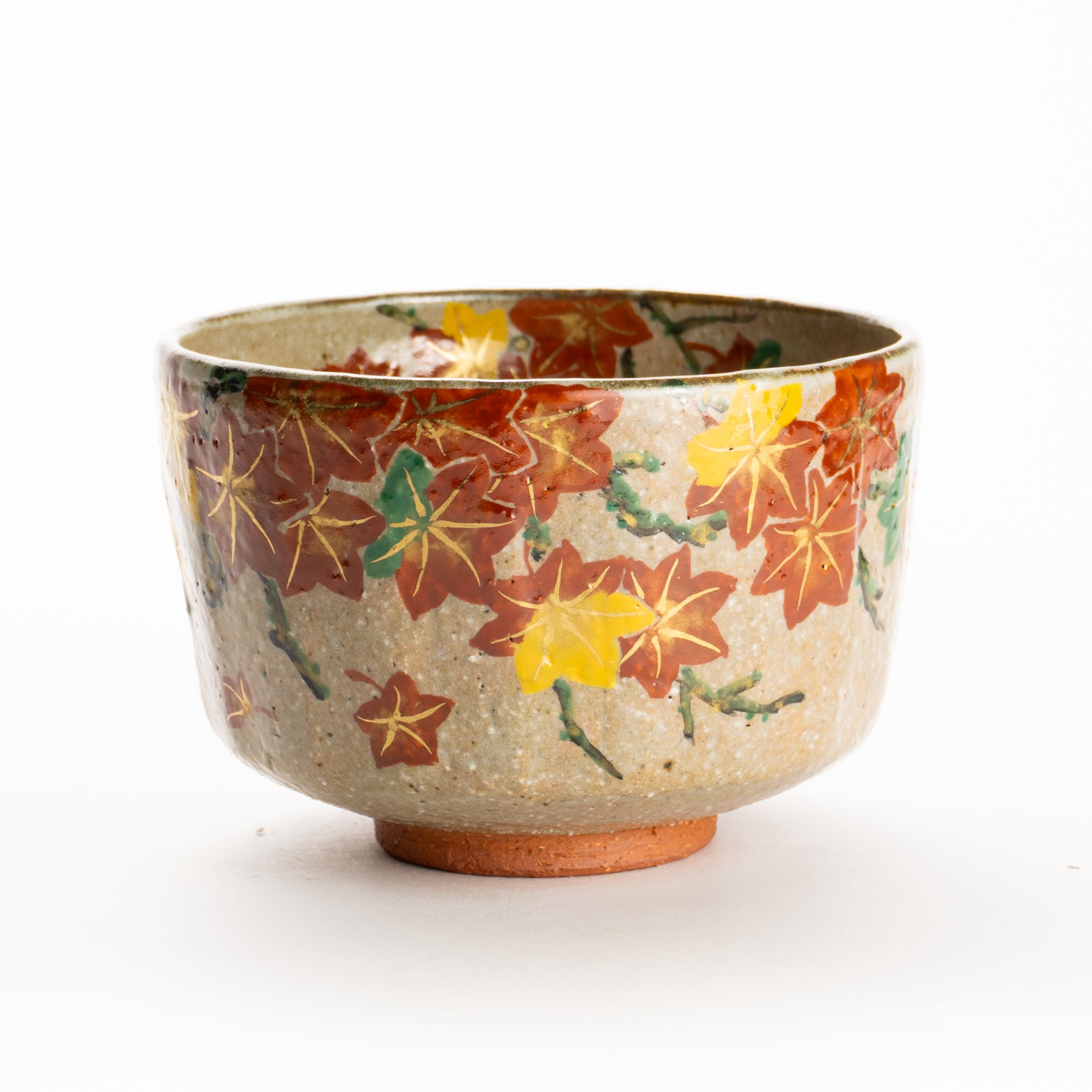 抹茶碗　灰釉 紅葉　良二 KOTOPOTTER