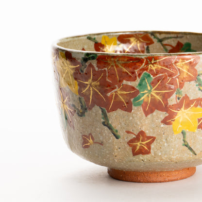 抹茶碗　灰釉 紅葉　良二 KOTOPOTTER