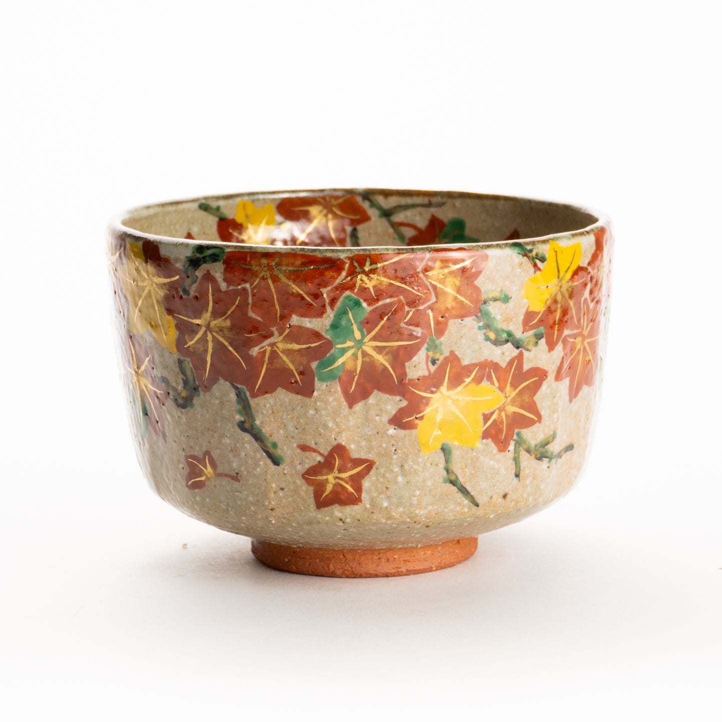 抹茶碗　灰釉 紅葉　良二 KOTOPOTTER