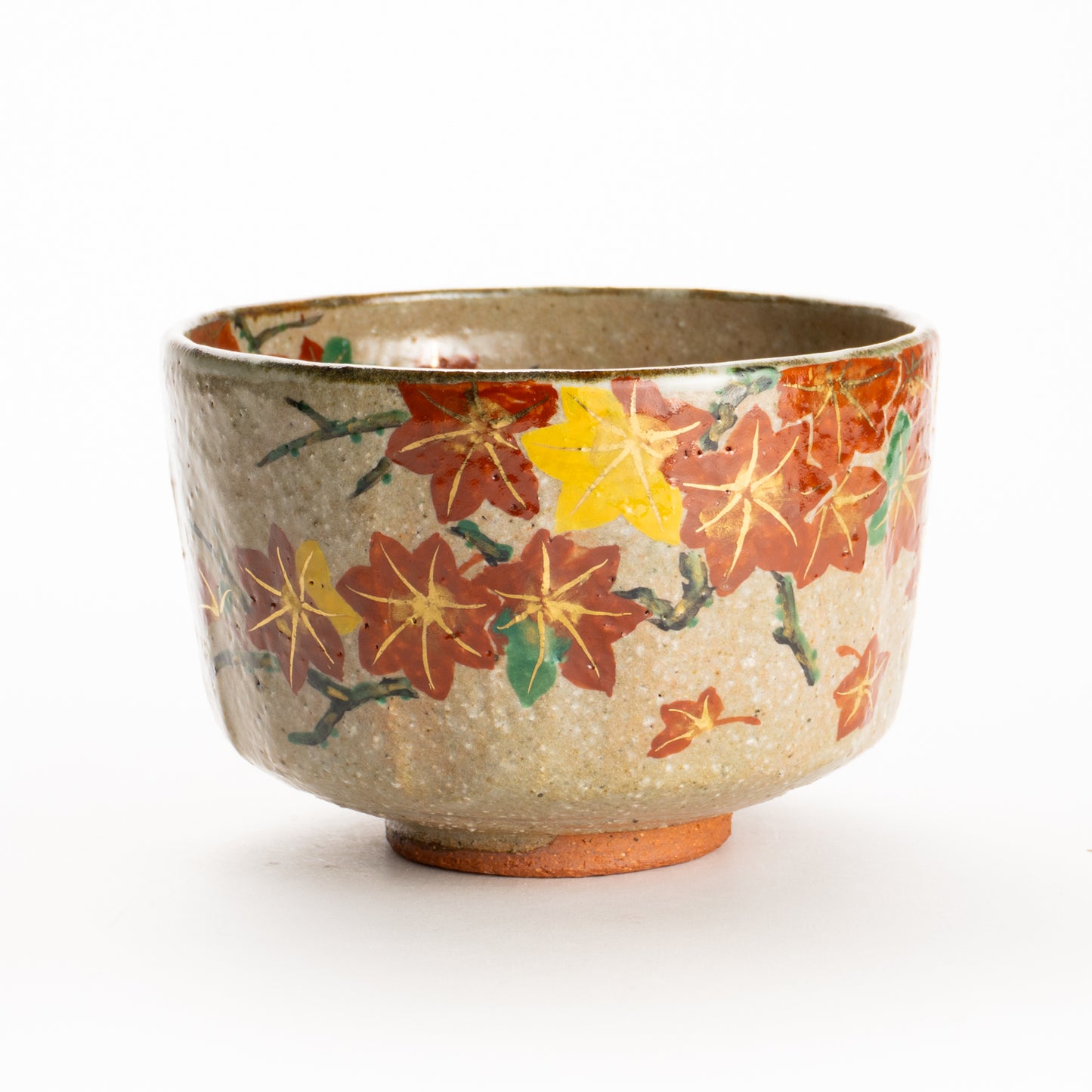 抹茶碗　灰釉 紅葉　良二 KOTOPOTTER