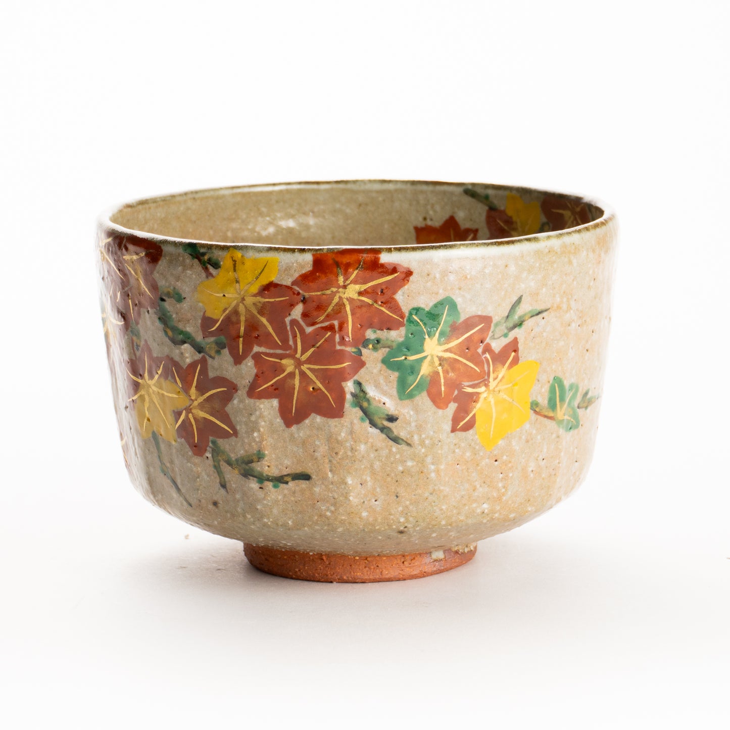 抹茶碗　灰釉 紅葉　良二 KOTOPOTTER