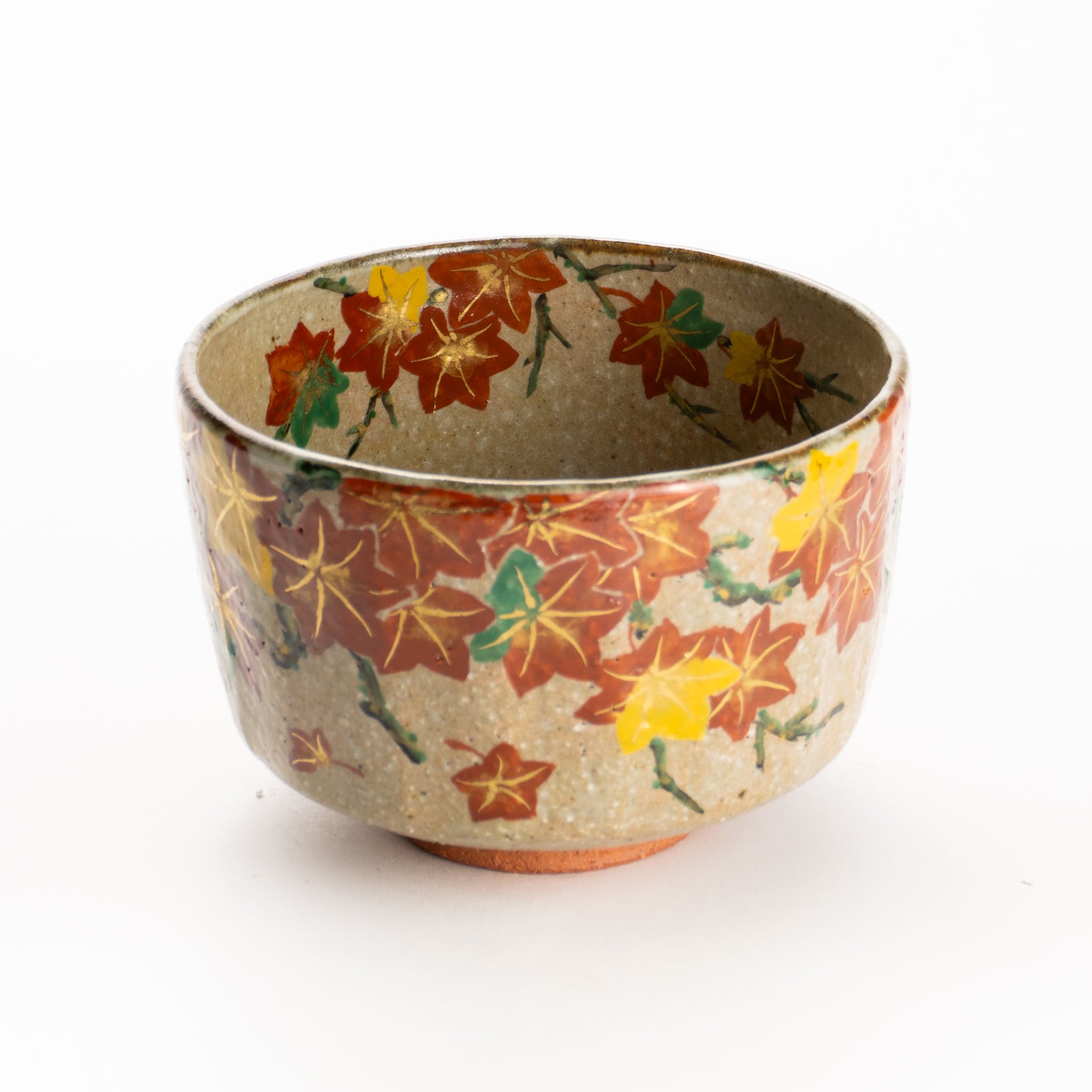 抹茶碗　灰釉 紅葉　良二 KOTOPOTTER