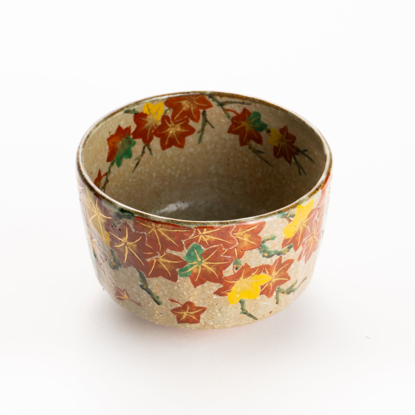 抹茶碗　灰釉 紅葉　良二 KOTOPOTTER