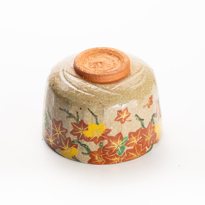抹茶碗　灰釉 紅葉　良二 KOTOPOTTER