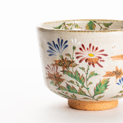 抹茶碗　灰釉 嵯峨菊　良二 KOTOPOTTER