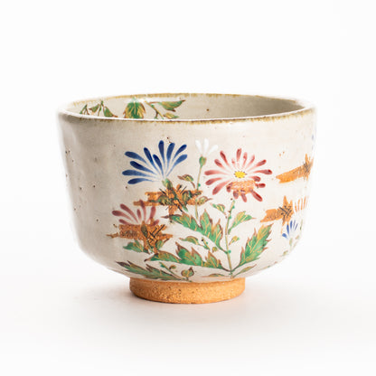 抹茶碗　灰釉 嵯峨菊　良二 KOTOPOTTER