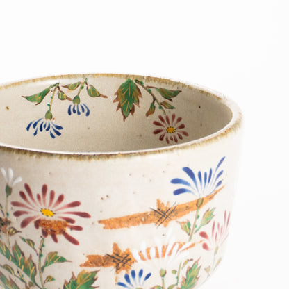 抹茶碗　灰釉 嵯峨菊　良二 KOTOPOTTER