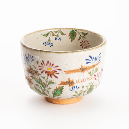 抹茶碗　灰釉 嵯峨菊　良二 KOTOPOTTER