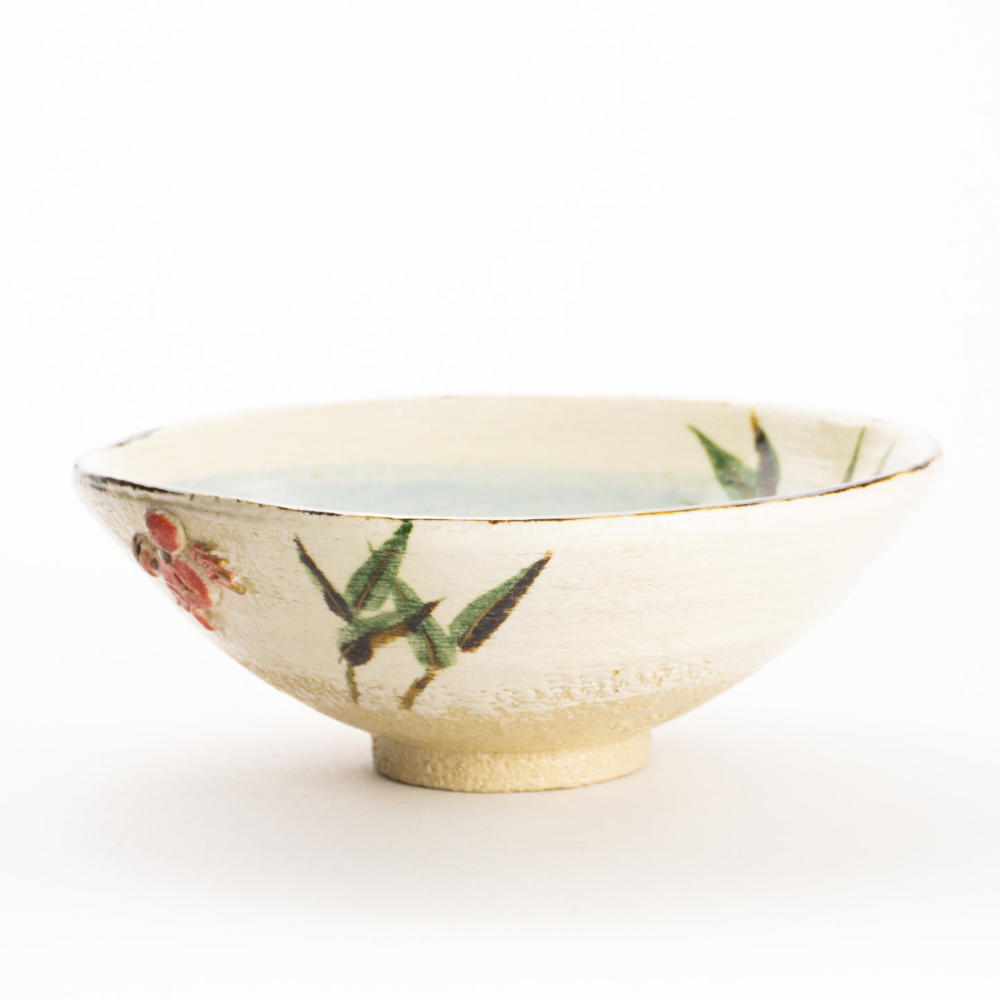 抹茶碗(平)　楽焼 芦に蟹　桂楽 KOTOPOTTER