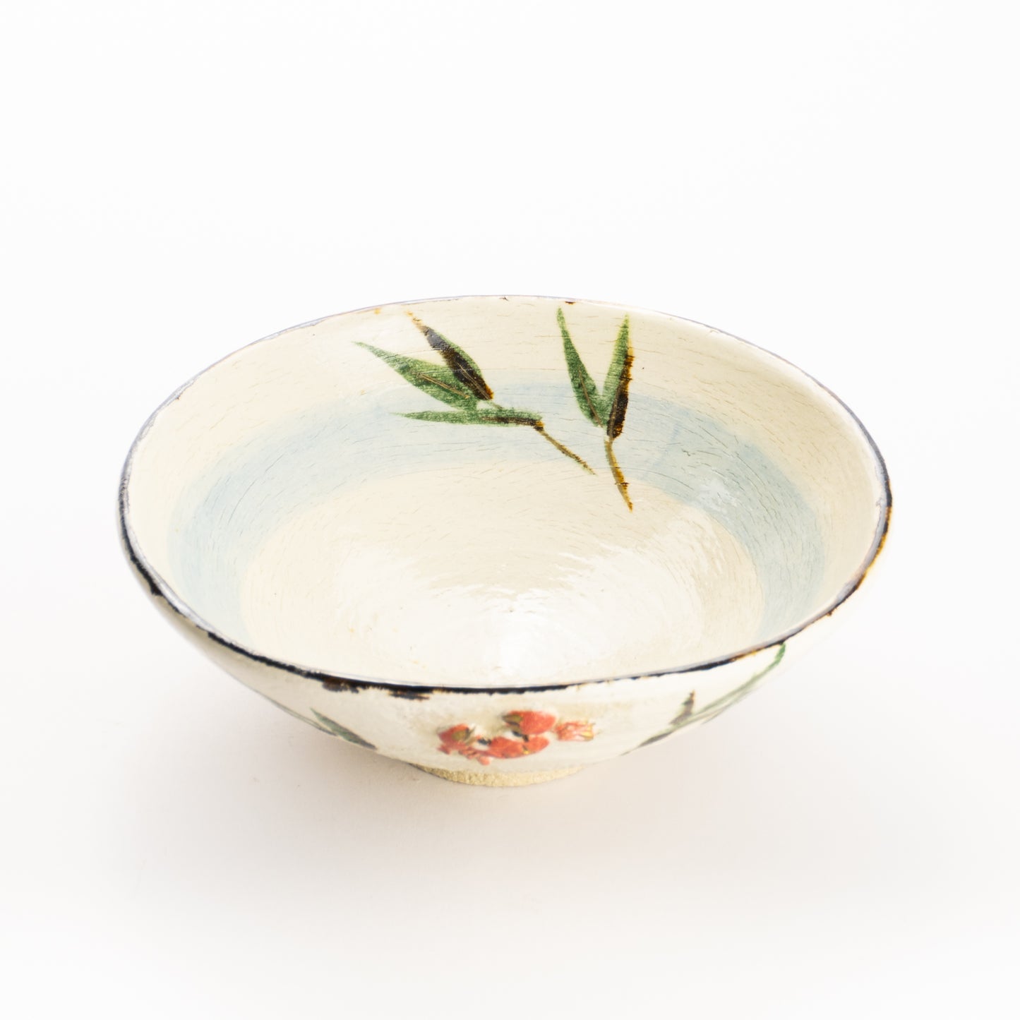 抹茶碗(平)　楽焼 芦に蟹　桂楽 KOTOPOTTER