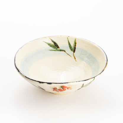 抹茶碗(平)　楽焼 芦に蟹　桂楽 KOTOPOTTER