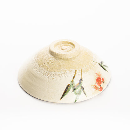 抹茶碗(平)　楽焼 芦に蟹　桂楽 KOTOPOTTER