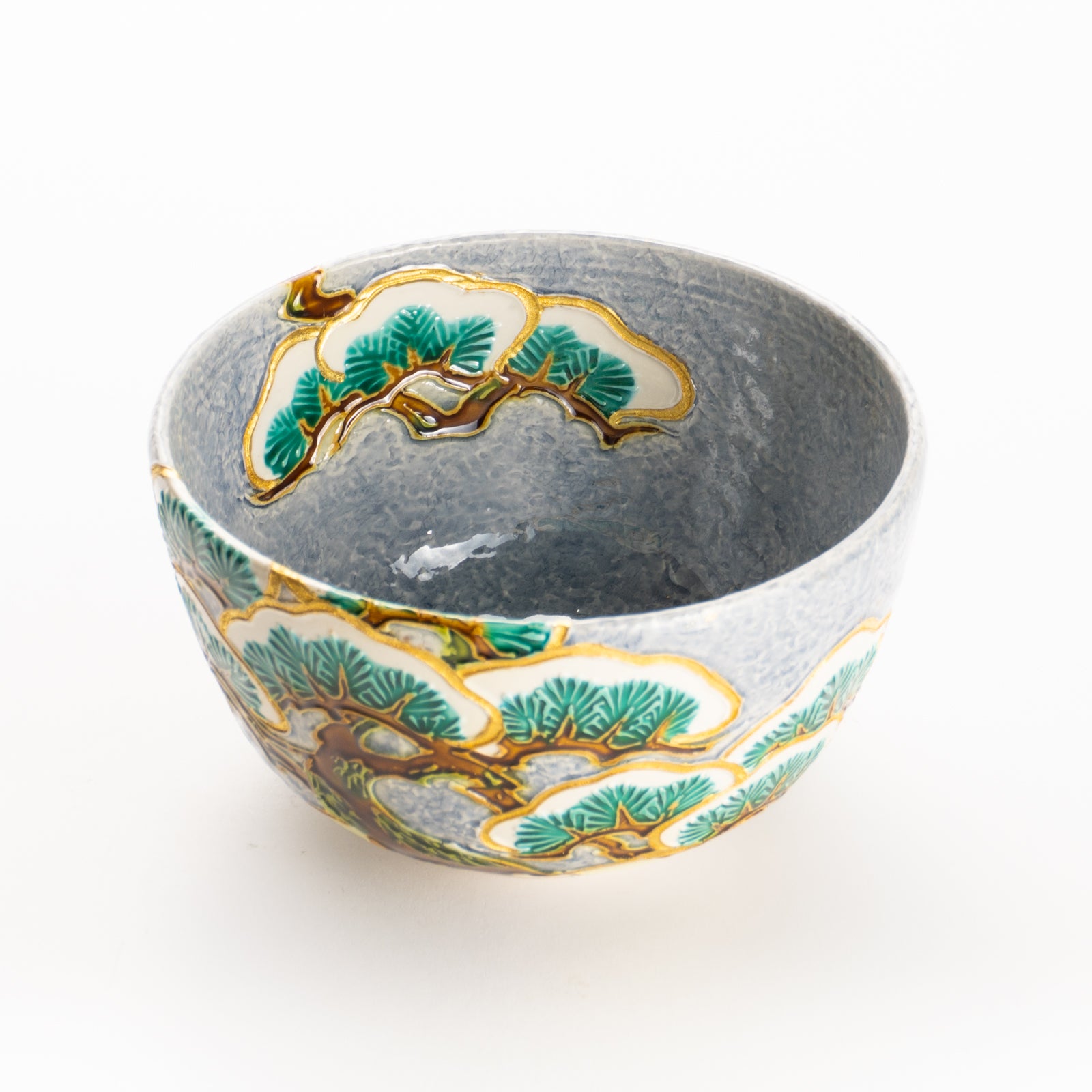 抹茶碗　淡紫交趾 "老松之図"　一如 KOTOPOTTER