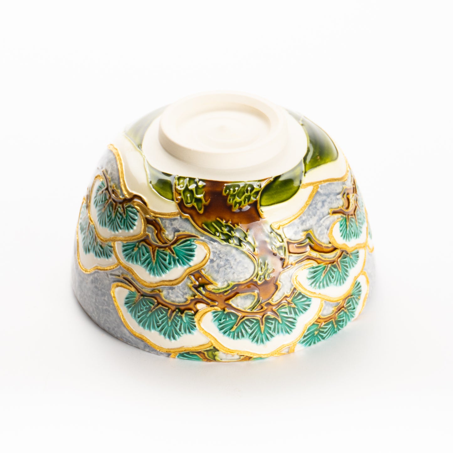 抹茶碗　淡紫交趾 "老松之図"　一如 KOTOPOTTER