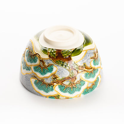 抹茶碗　淡紫交趾 "老松之図"　一如 KOTOPOTTER