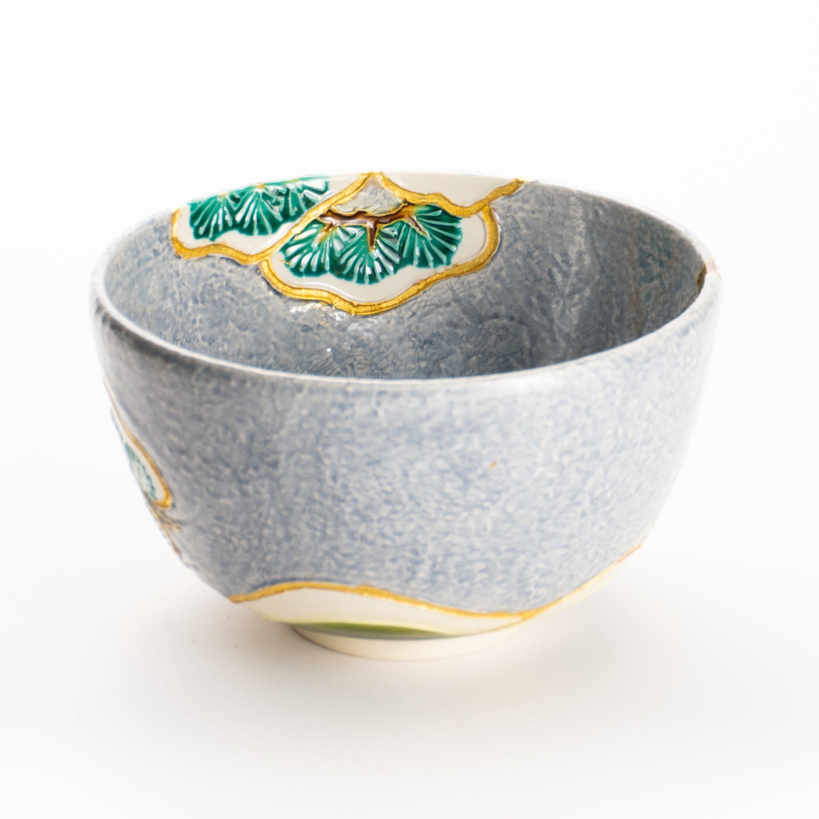 抹茶碗　淡紫交趾 "老松之図"　一如 KOTOPOTTER