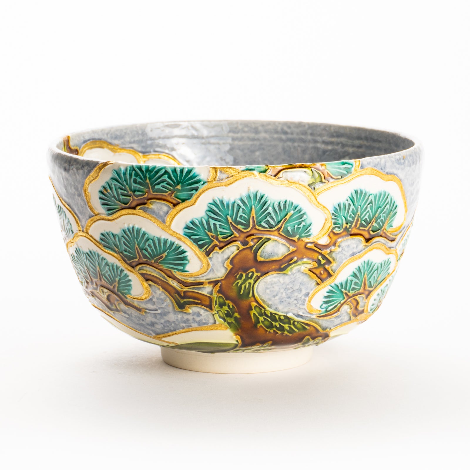 抹茶碗　淡紫交趾 "老松之図"　一如 KOTOPOTTER