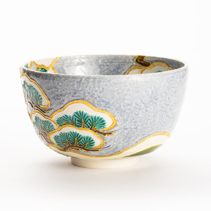 抹茶碗　淡紫交趾 "老松之図"　一如 KOTOPOTTER