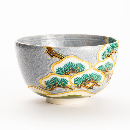 抹茶碗　淡紫交趾 "老松之図"　一如 KOTOPOTTER