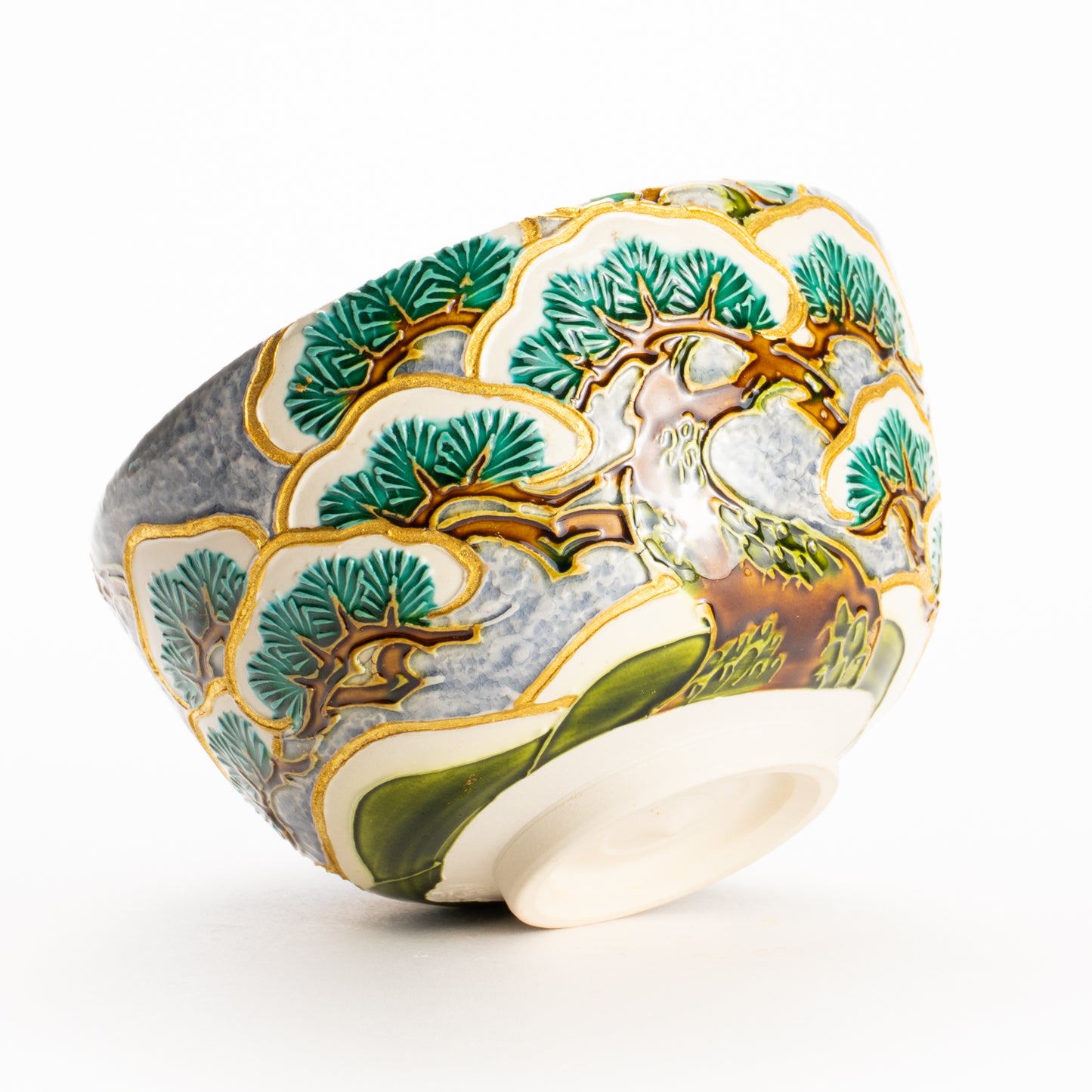 抹茶碗　淡紫交趾 "老松之図"　一如 KOTOPOTTER