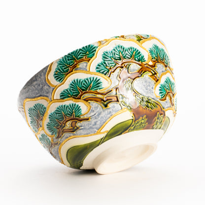 抹茶碗　淡紫交趾 "老松之図"　一如 KOTOPOTTER