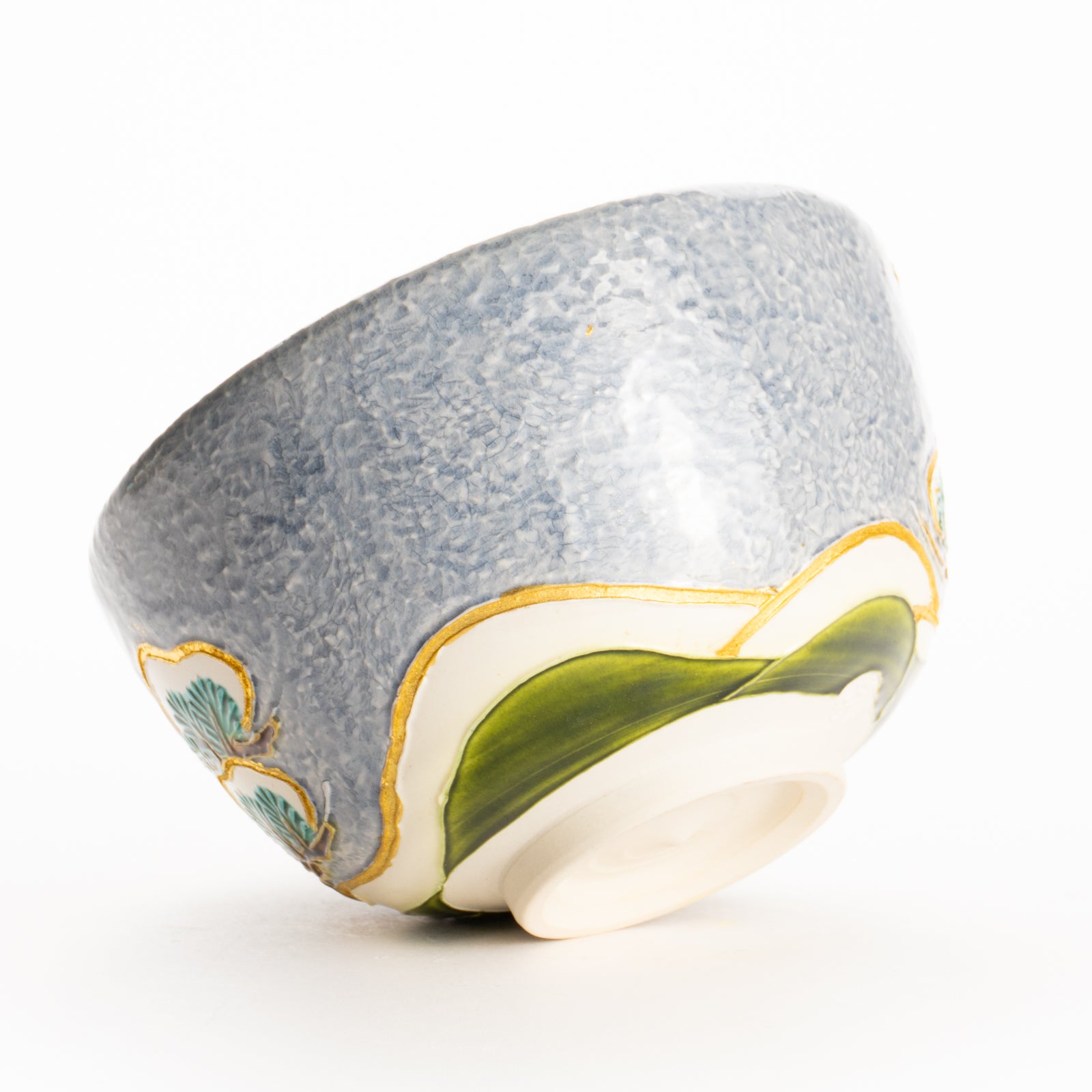 抹茶碗　淡紫交趾 "老松之図"　一如 KOTOPOTTER