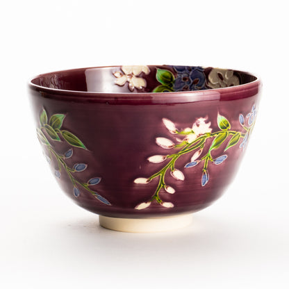 抹茶碗　赤紫交趾 "藤"　一如 KOTOPOTTER
