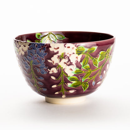 抹茶碗　赤紫交趾 "藤"　一如 KOTOPOTTER