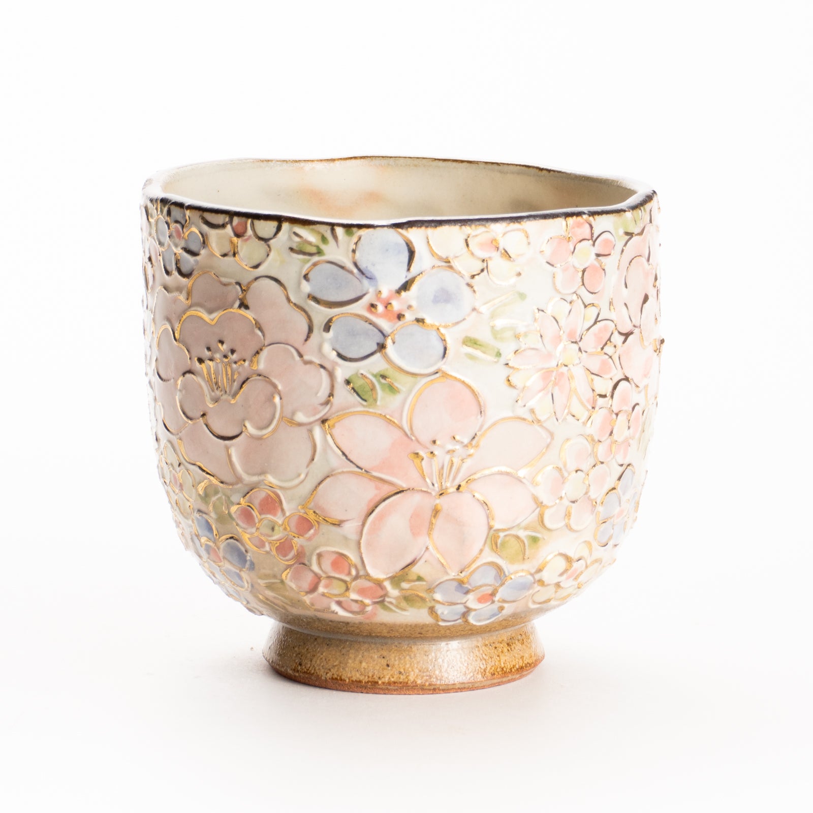 湯呑　イッチン金彩 花詰 ピンク　俊山窯 KOTOPOTTER