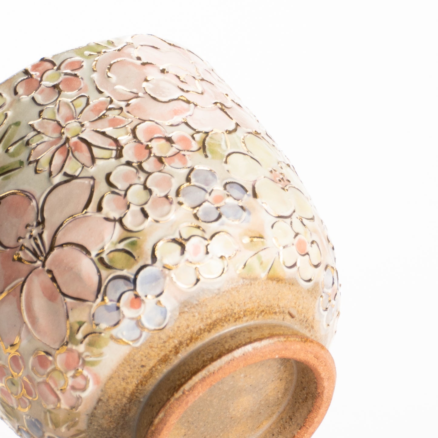 湯呑　イッチン金彩 花詰 ピンク　俊山窯 KOTOPOTTER