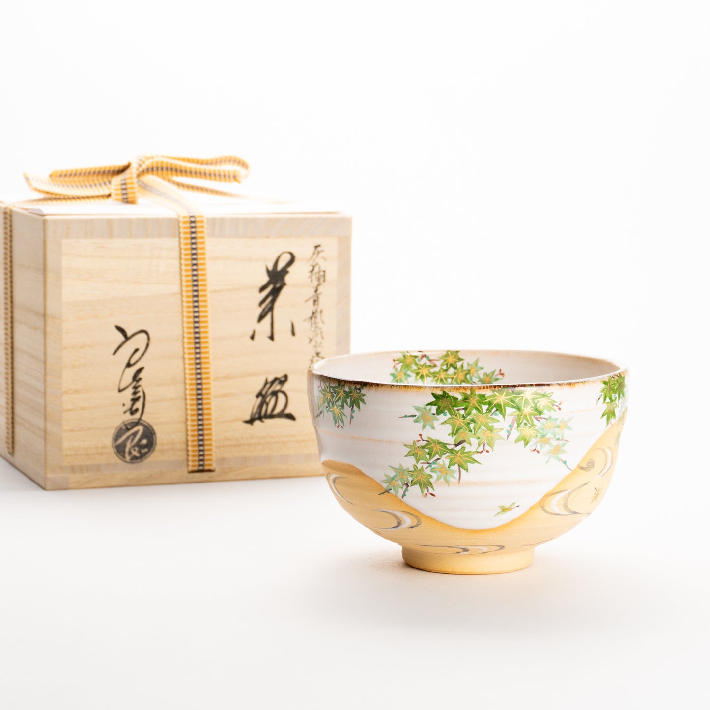 抹茶碗　白釉 青楓　良二 KOTOPOTTER