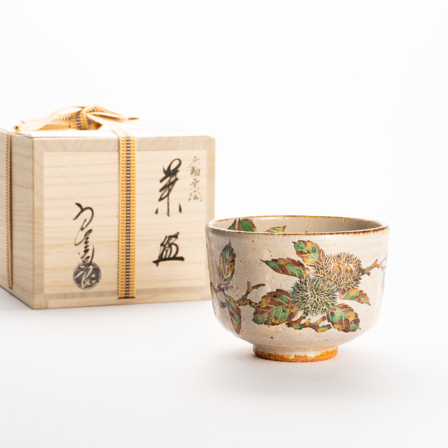 抹茶碗　灰釉 栗絵　良二 KOTOPOTTER