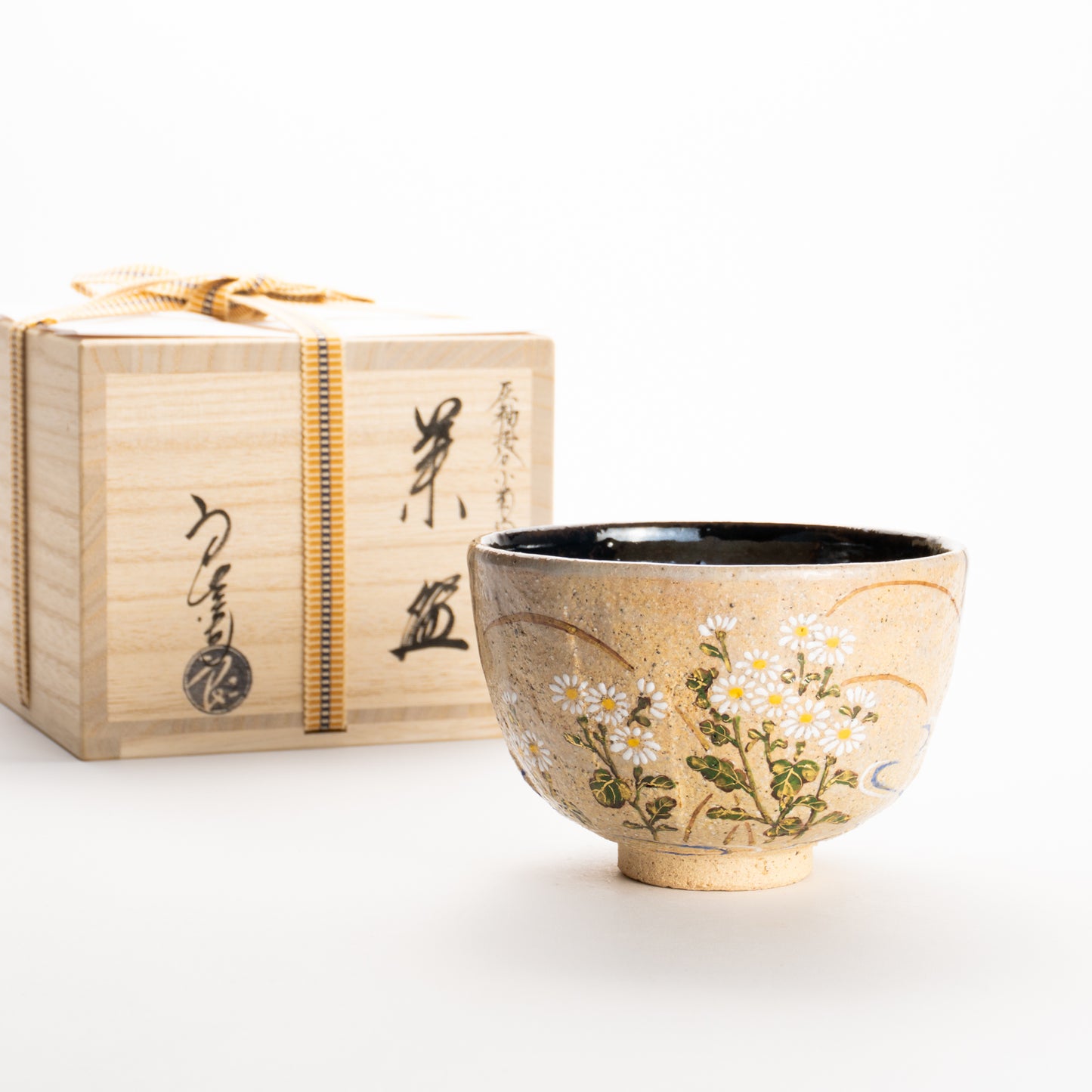 抹茶碗　灰釉掛分 小菊　良二 KOTOPOTTER