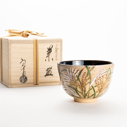 抹茶碗　灰釉掛分 ススキ　良二 KOTOPOTTER