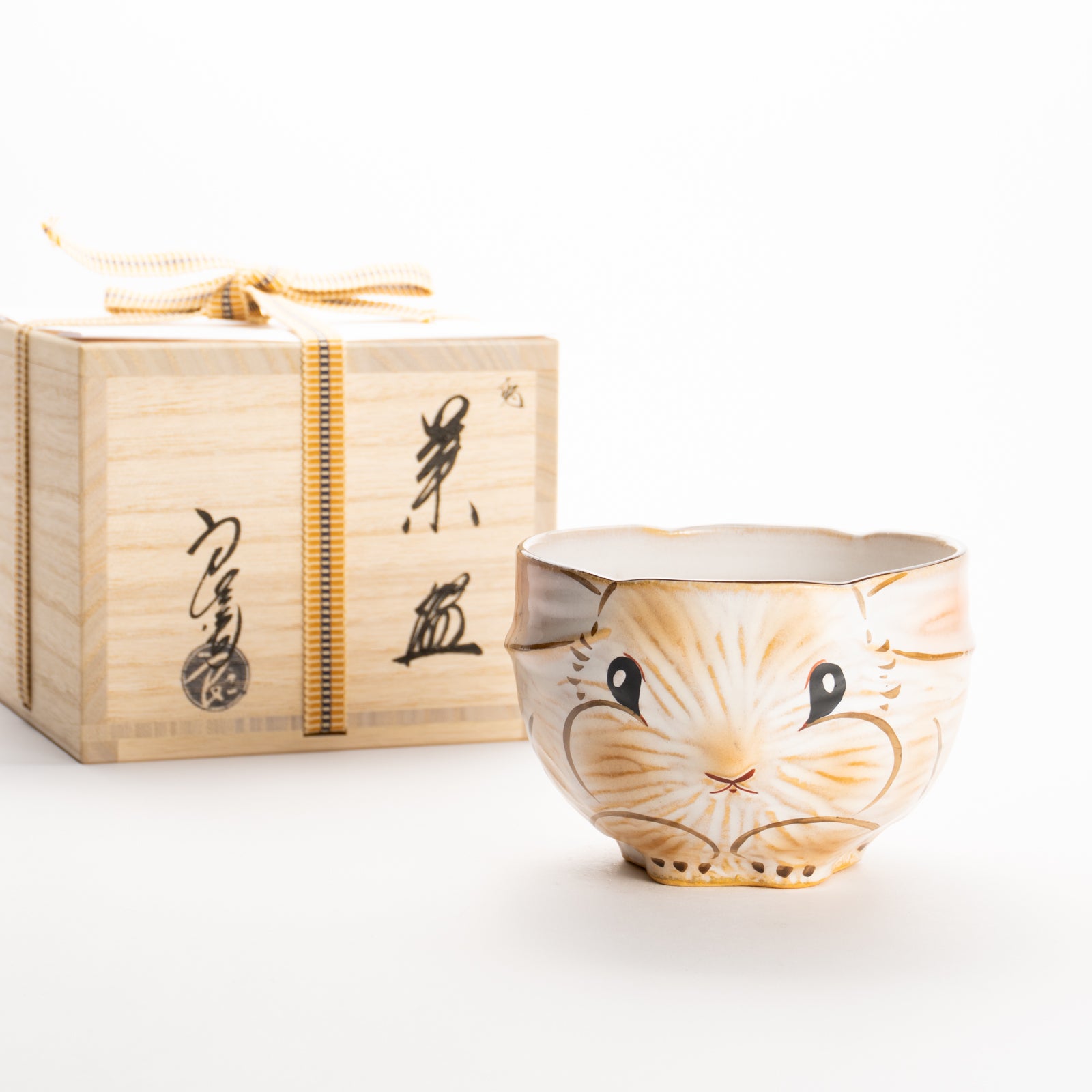 抹茶碗　灰釉 ロップイヤーラビット　良二 KOTOPOTTER