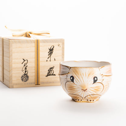 抹茶碗　灰釉 ロップイヤーラビット　良二 KOTOPOTTER