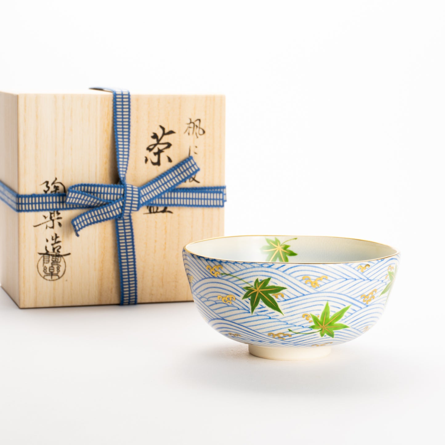 抹茶碗(合)　楓に波　陶楽 KOTOPOTTER