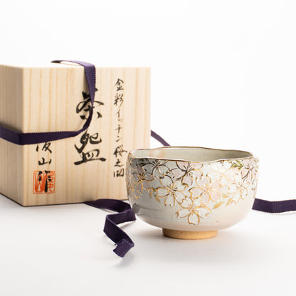 抹茶碗　イッチン金彩 桜　俊山窯 KOTOPOTTER