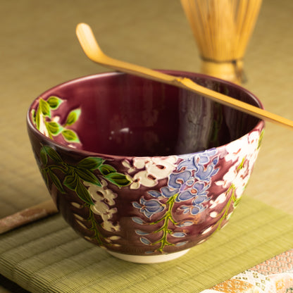 抹茶碗　赤紫交趾 "藤"　一如 KOTOPOTTER