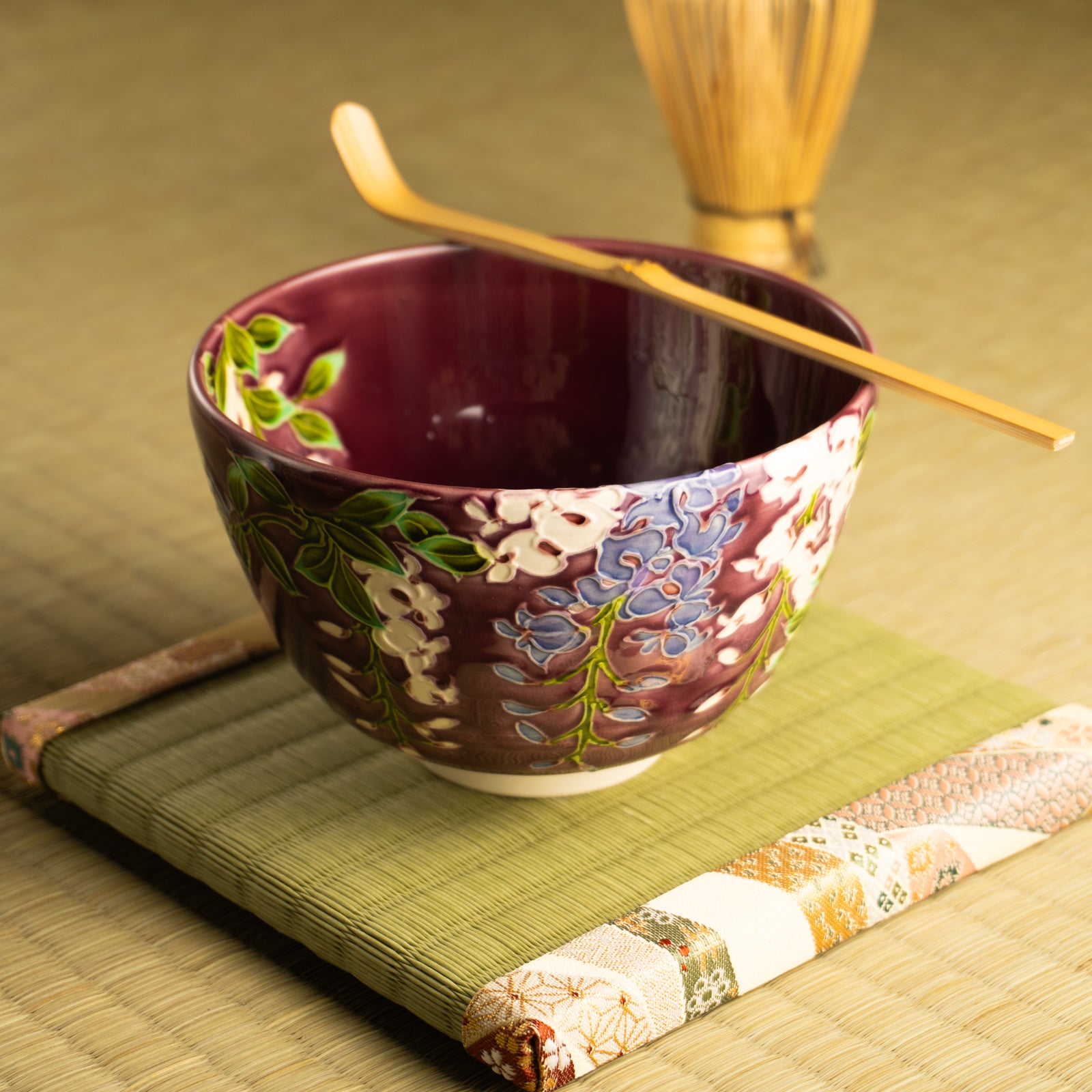 抹茶碗　赤紫交趾 "藤"　一如 KOTOPOTTER