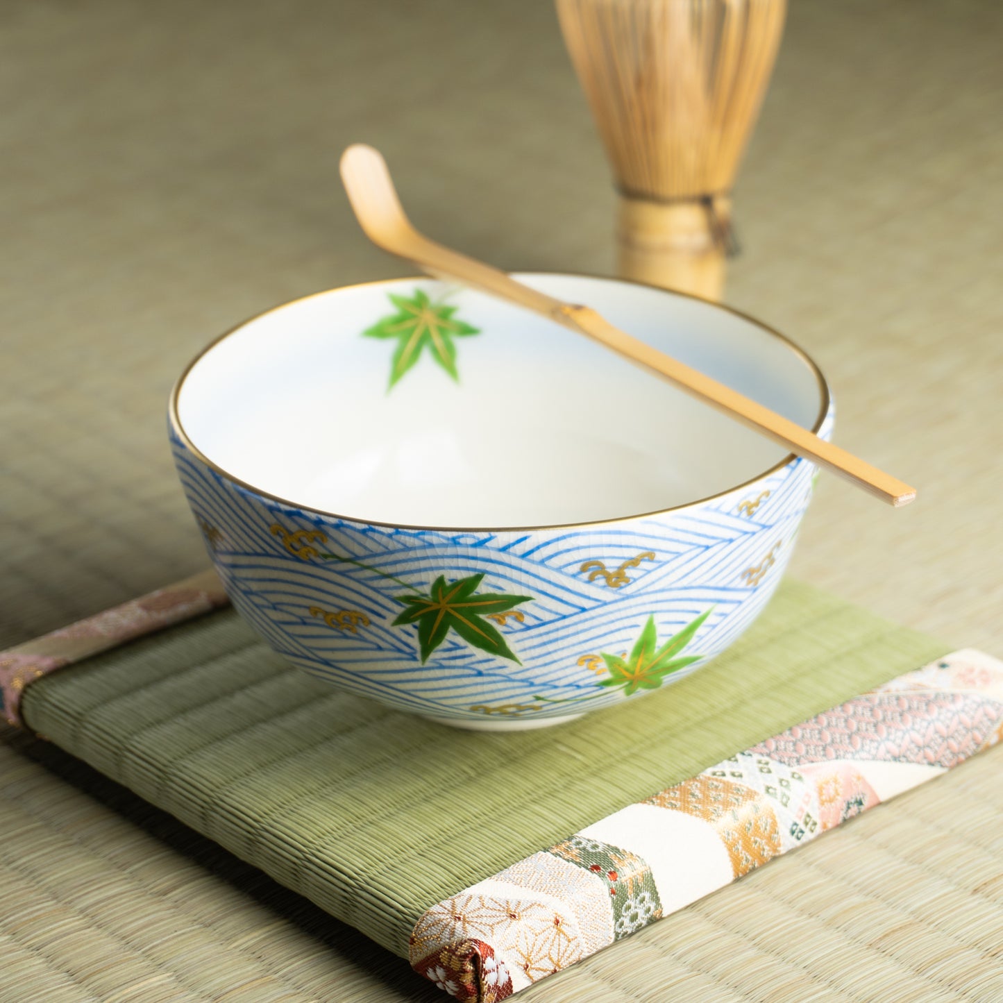 抹茶碗(合)　楓に波　陶楽 KOTOPOTTER