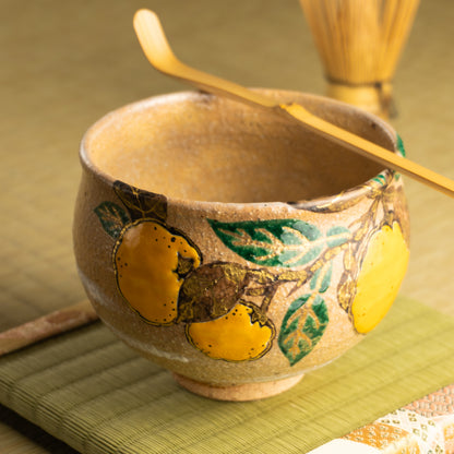 抹茶碗　灰釉 柚子　良二 KOTOPOTTER