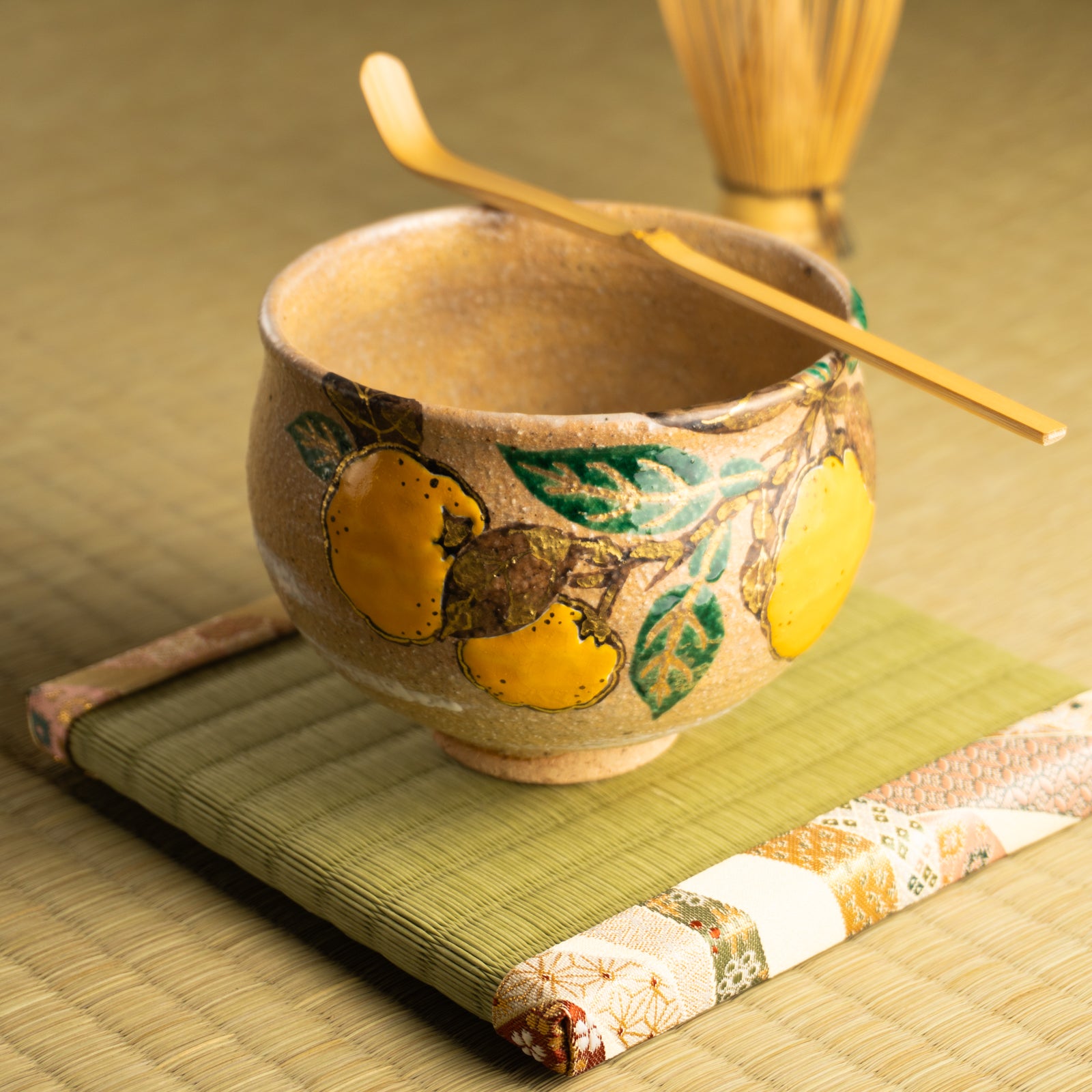 抹茶碗　灰釉 柚子　良二 KOTOPOTTER
