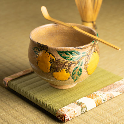 抹茶碗　灰釉 柚子　良二 KOTOPOTTER