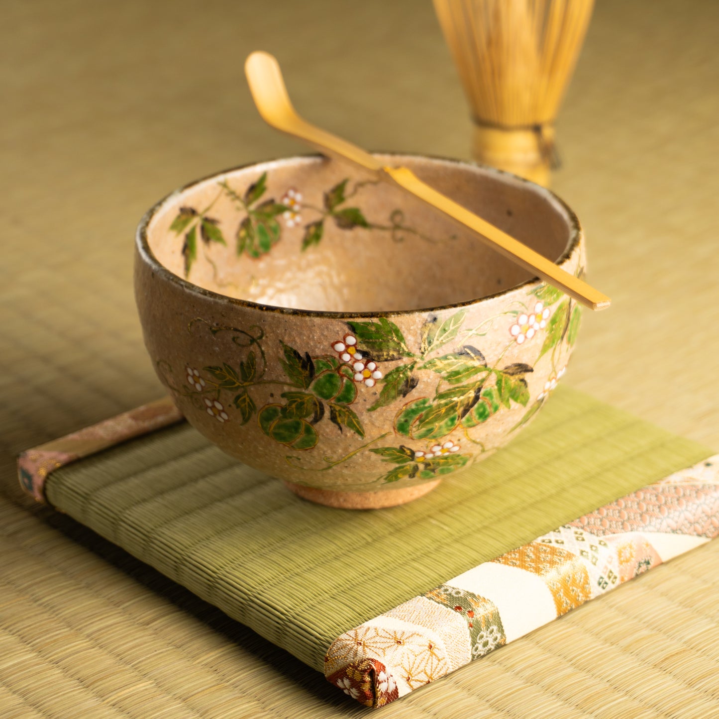 抹茶碗　灰釉 風船葛　良二 KOTOPOTTER