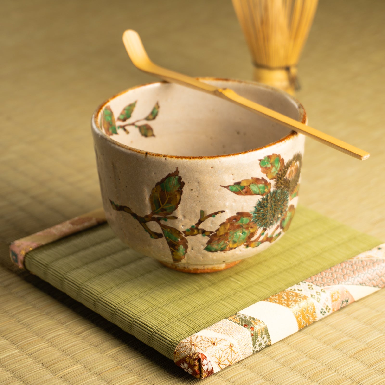 抹茶碗　灰釉 栗絵　良二 KOTOPOTTER