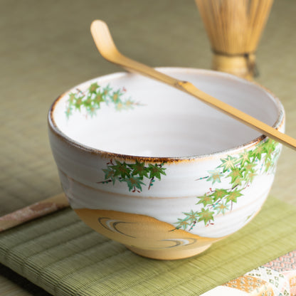 抹茶碗　白釉 青楓　良二 KOTOPOTTER
