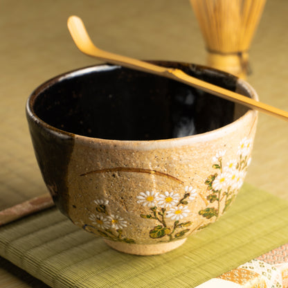 抹茶碗　灰釉掛分 小菊　良二 KOTOPOTTER