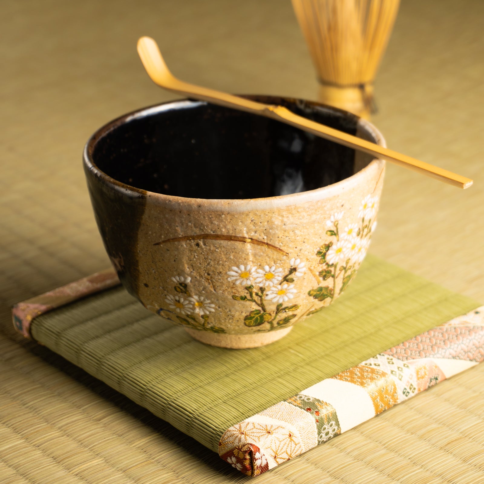 抹茶碗　灰釉掛分 小菊　良二 KOTOPOTTER